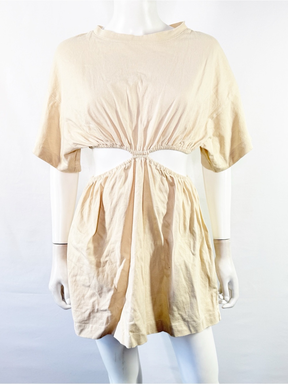 Mable the Label Ivory Mini T-Shirt Dress Size S Casual Going Out Boho Cut Outs